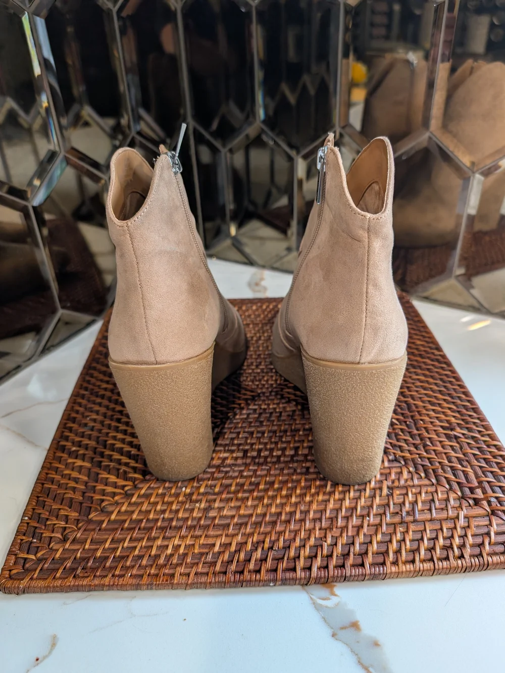 Jessica Simpson Women's Tan Suede Wedge Booties - Stylish Ankle Boots